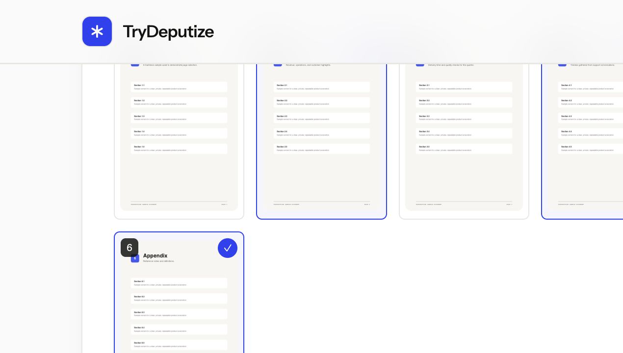Split PDF workspace with pages 2, 4, and 6 selected and Separate files mode chosen